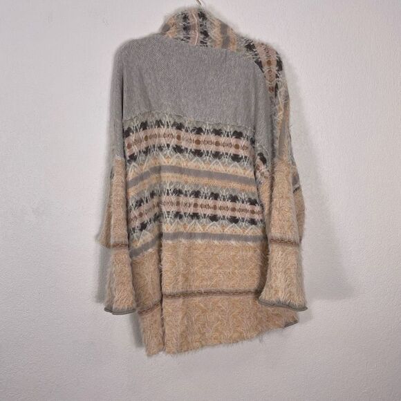 Free People Fair Weather Fuzzy Patterned Cardigan Sweater - Picture 2 of 7